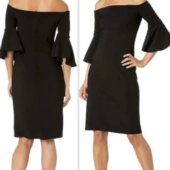 NWT Betsy & Adam Women's Off The Shoulder Dress with Ruffle Sleeves size 4 - Picture 1 of 11
